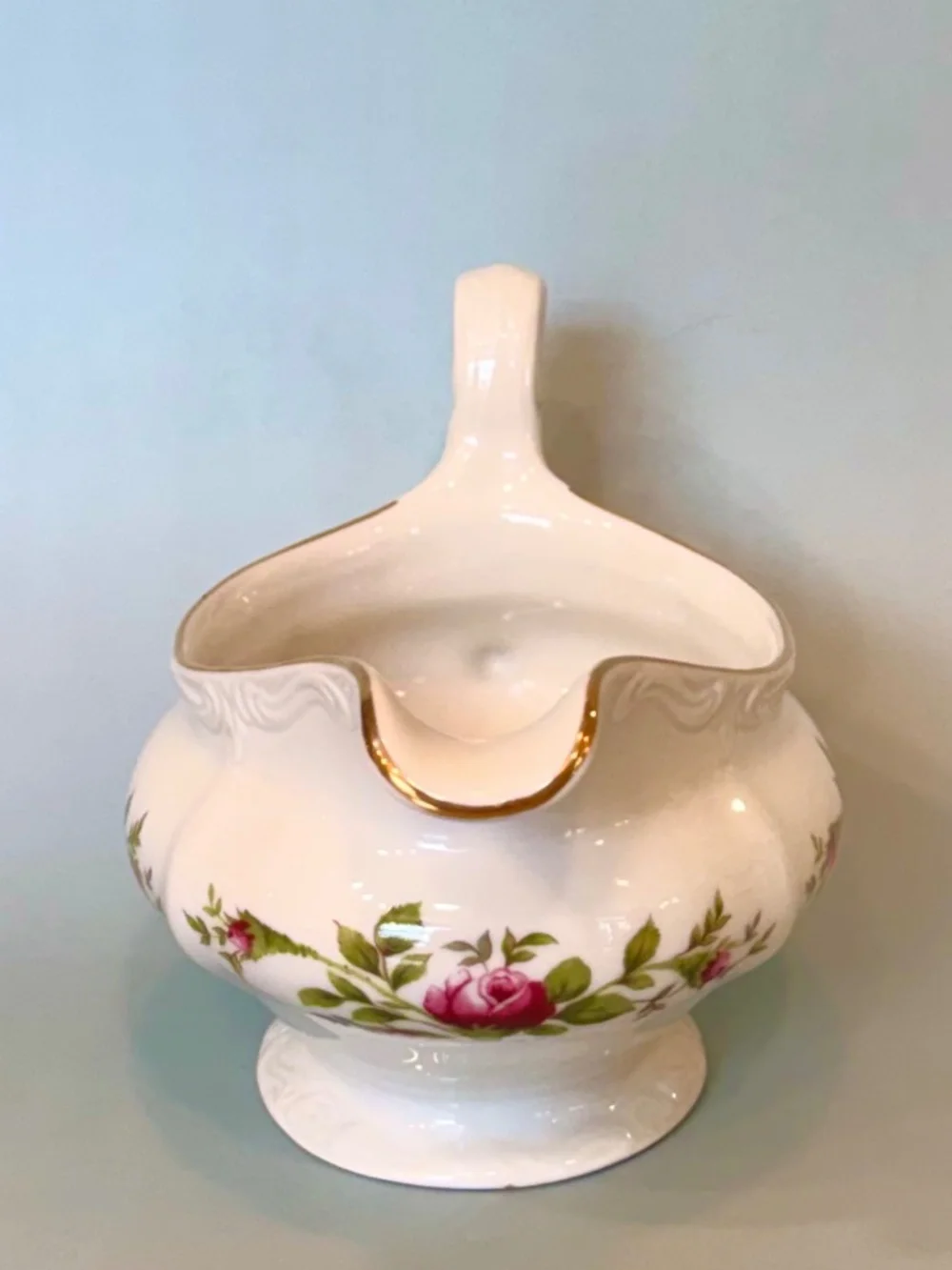 NWOT, Vintage Johann Haviland Traditions Elegant Moss Rose Pattern Gravy Boat